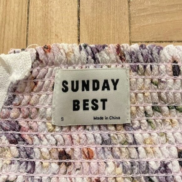 Aritzia Sunday Best Pink, Purple & White Floral Cami Crop Top - Picture 7 of 7